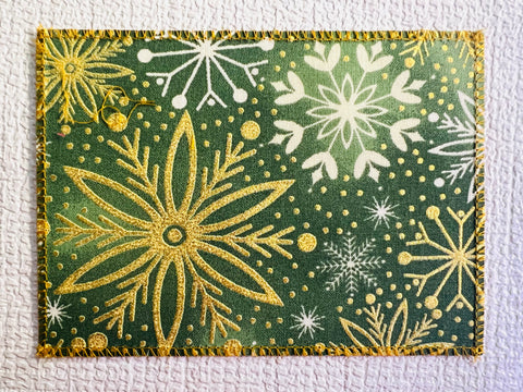 Metallic Green Gold Snowflakes