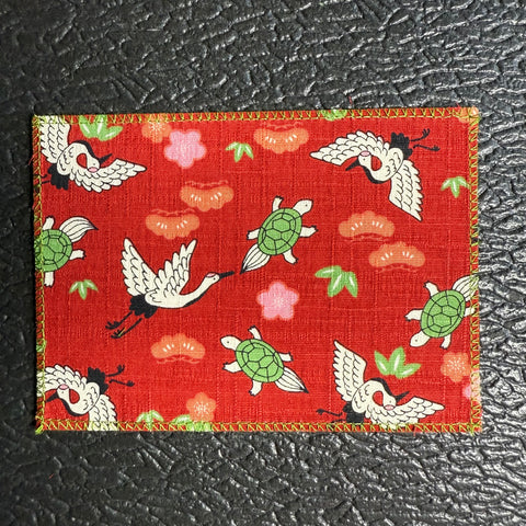 Japanese Cranes & Turtles on Red