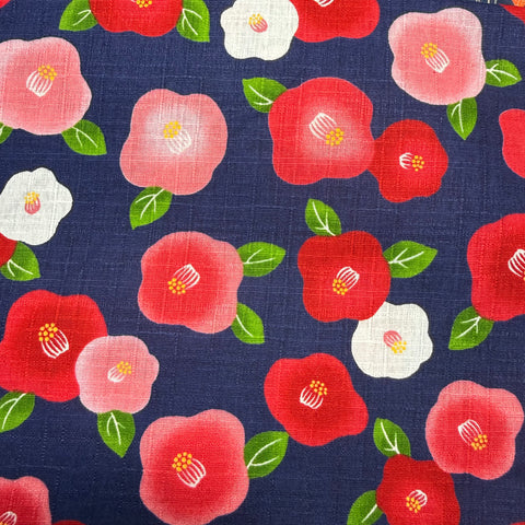 Hibiscus on Navy Linen