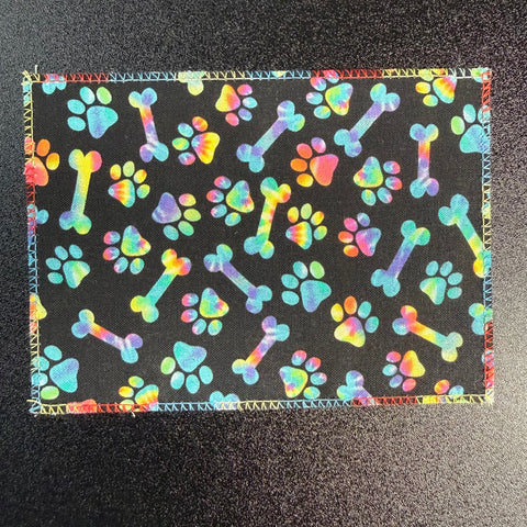 Rainbow Paw Prints on Black