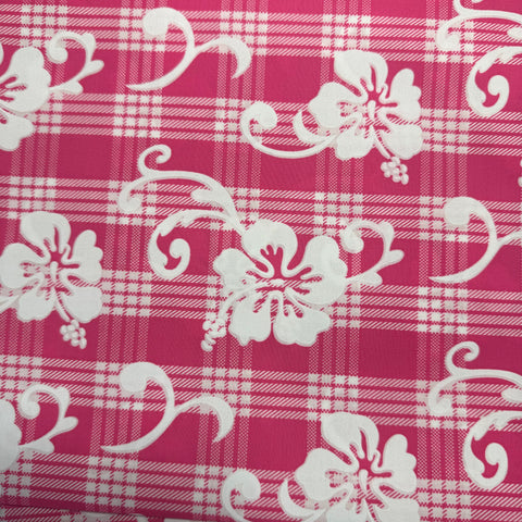 Hawaiian Palaka Print w/ Hibiscus Pink