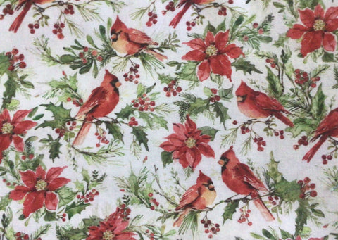 Christmas Cardinal Birds Poinsettia