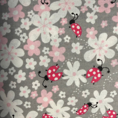 Lady Bugs on Grey & Pink