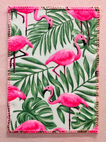 Flamingo w/ Monstera Leaves