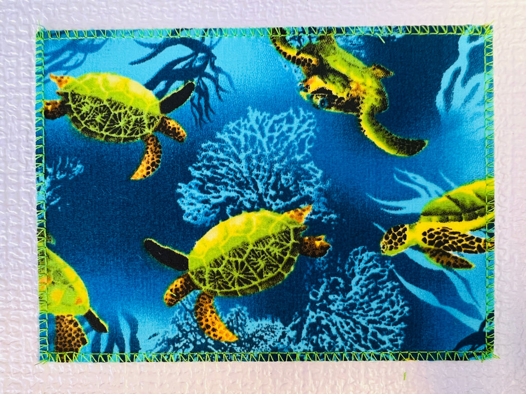 Green Sea Turtles on Blue