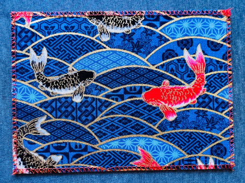 Koi Fish on Navy Waves