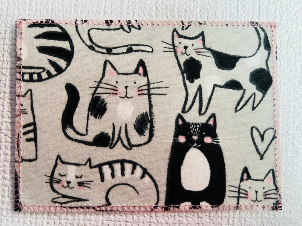Cats on Grey Pink Flannel